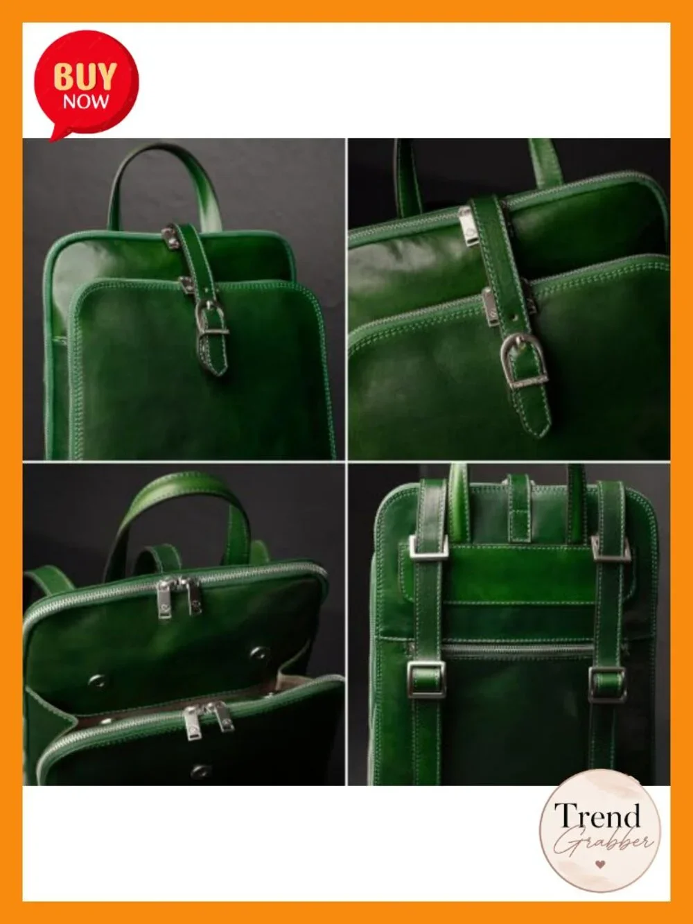 Full Grain Leather Convertible Backpack Shoulder Bag Laptop Rucksack Travel Work